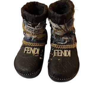 CROCS CUSTOMIZED Black and Gold Boots